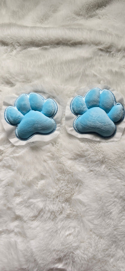Stuffed Blue Mochi Paw Pad Cat Style Kawaii Chibi For Socks Gloves Furry Accessories.