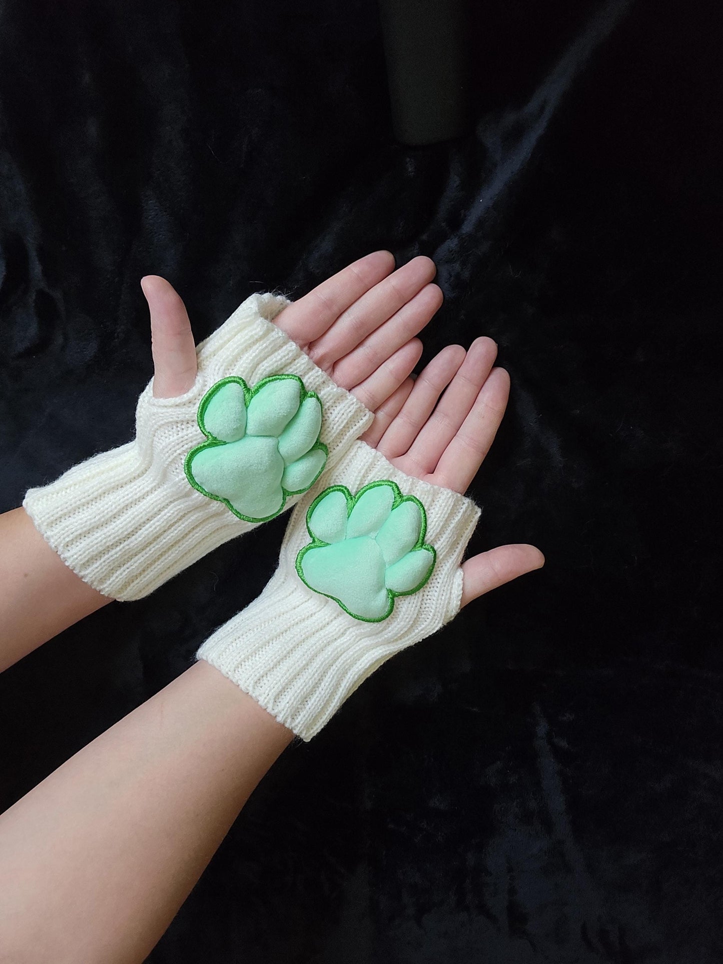 Plush Green Paw Pad Bean Cat Style Stuffed Mochi for Furry Socks Gloves Accessories