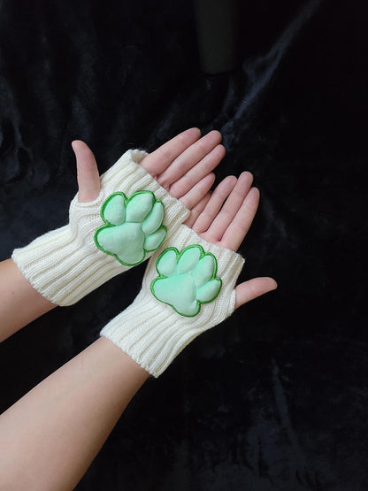 Plush Green Paw Pad Bean Cat Style Stuffed Mochi for Furry Socks Gloves Accessories