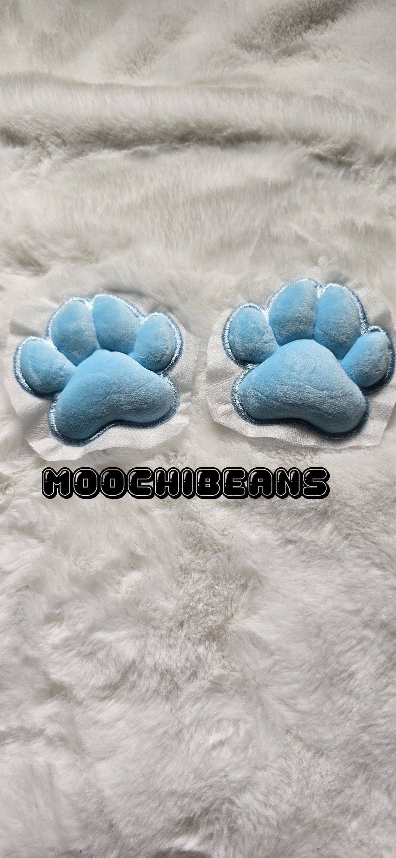 Stuffed Blue Mochi Paw Pad Cat Style Kawaii Chibi For Socks Gloves Furry Accessories.