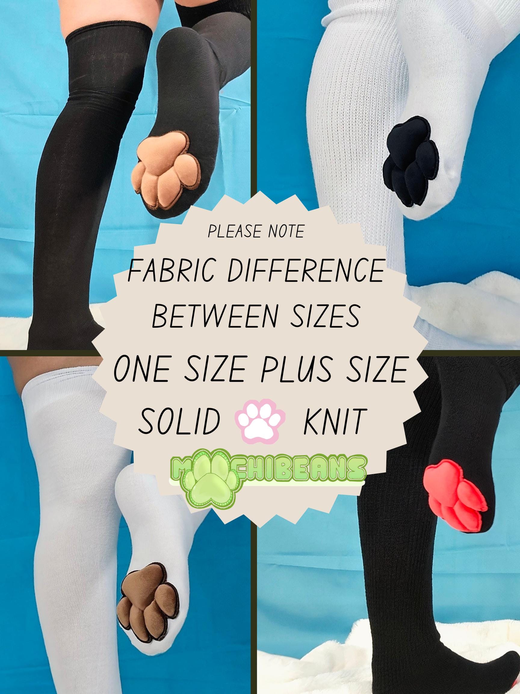 Plush Purple Mochi Paw Pad Socks Black Thigh Highs