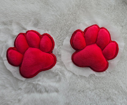 Plush Red Paw Pad Bean Cat Style Stuffed Mochi for Furry Socks Gloves Accessories