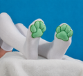 Plush Mochi Paw Socks - Green & White Thigh Highs