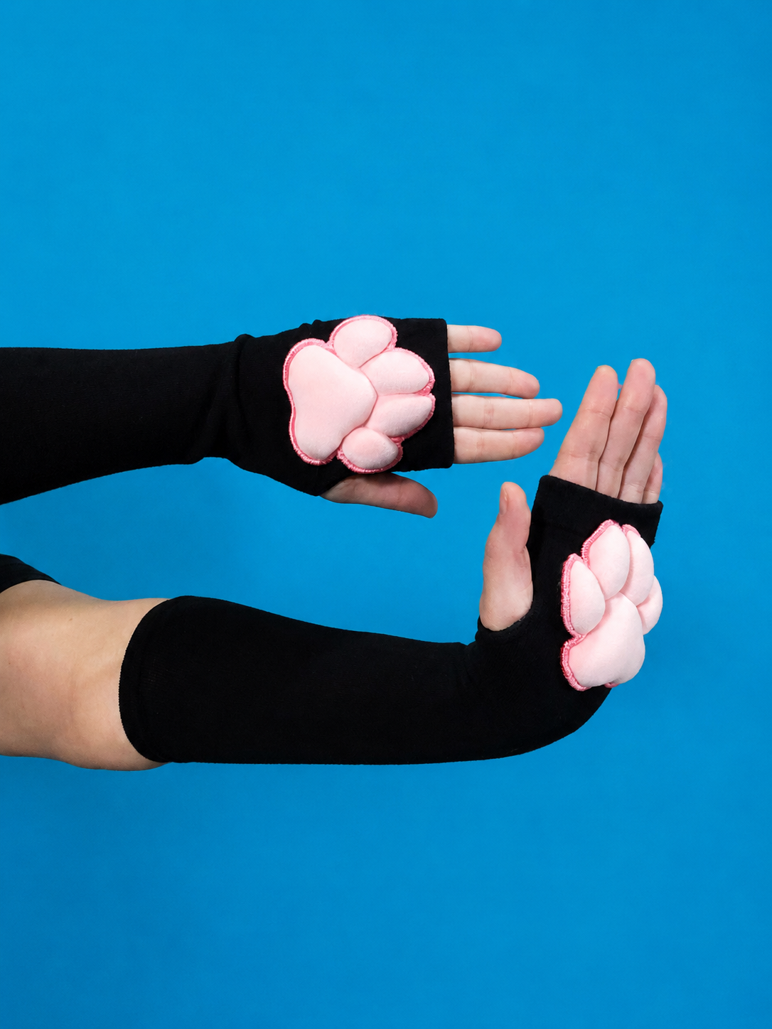 Paw Pad Socks and Gloves Bundle Black with Pink Plush Paw Pads