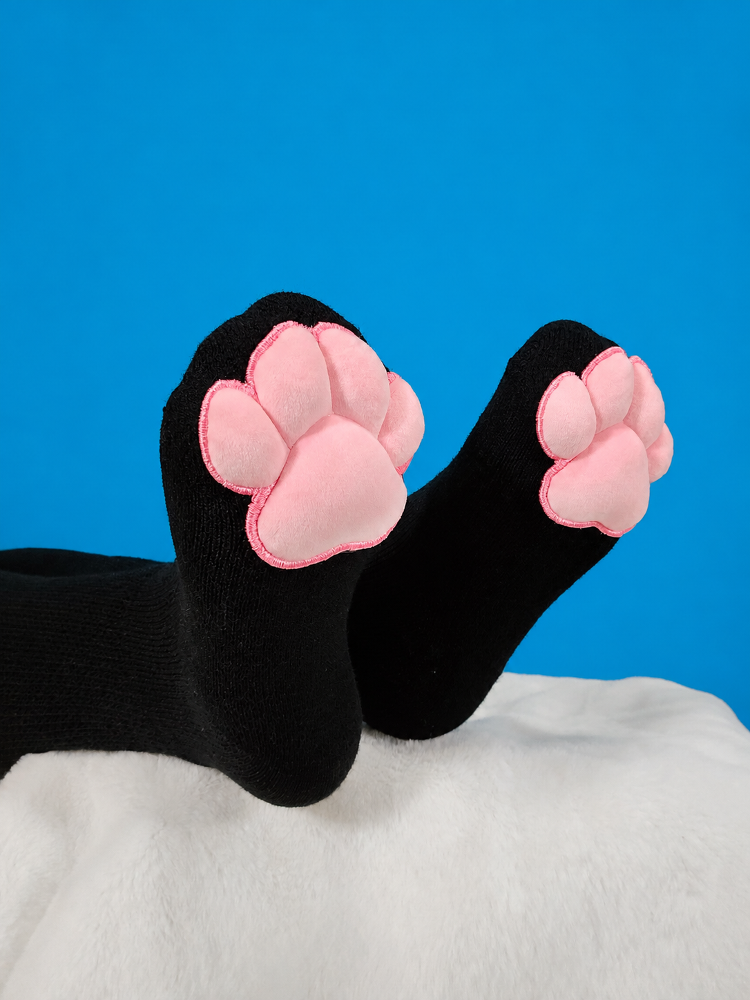 Paw Pad Socks and Gloves Bundle Black with Pink Plush Paw Pads