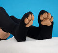 Plush Brown Mochi Paw Pad Socks Black Thigh Highs