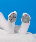 Puffy Grey Mochi Cat Paw Pad Style Bean with White Thigh High Stockings