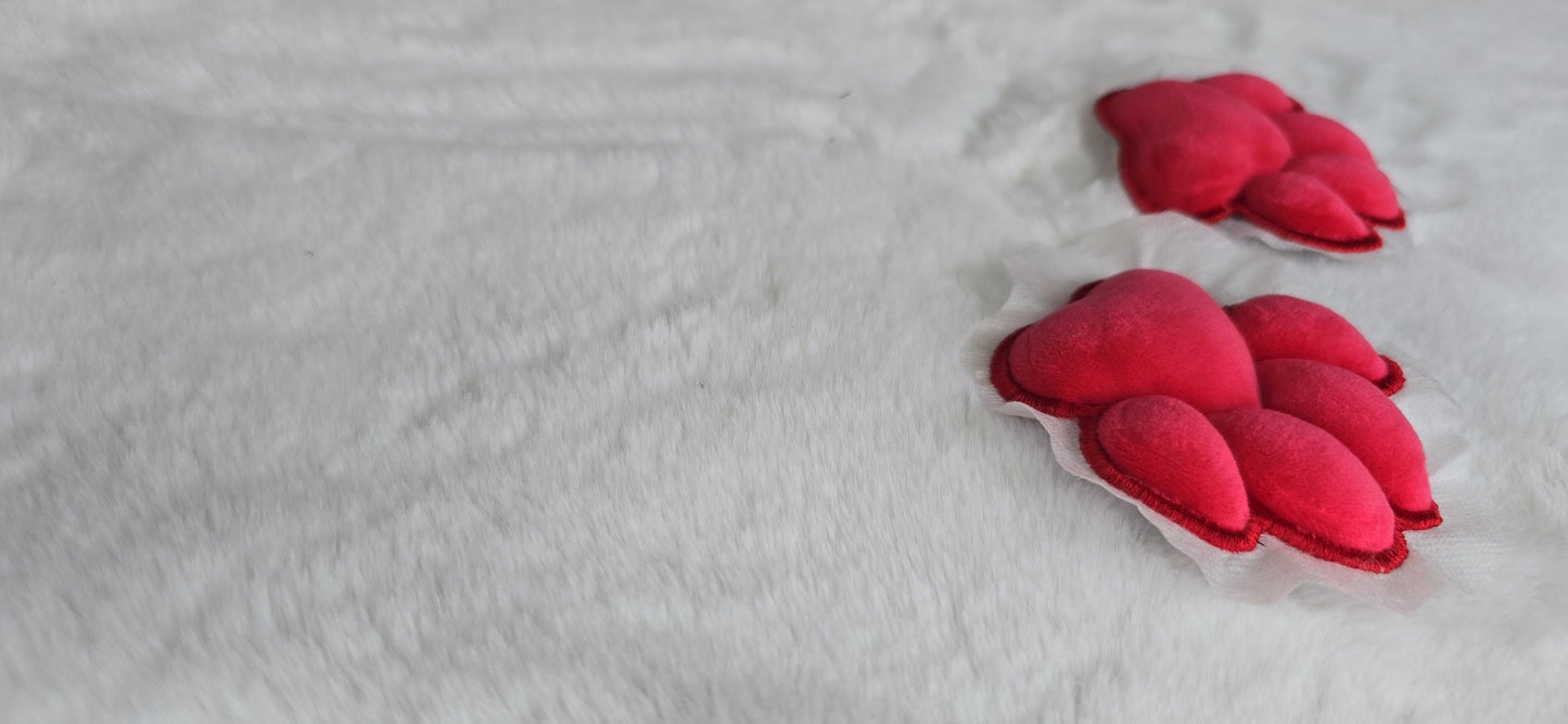 Plush Red Paw Pad Bean Cat Style Stuffed Mochi for Furry Socks Gloves Accessories